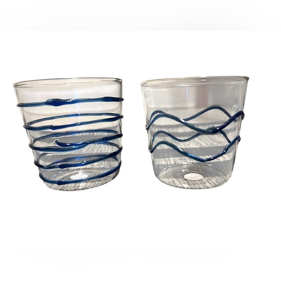 Mariposa Applique Blue Double Old-Fashioned Cocktail Glasses Set Of 2 - Picture 2 of 10
